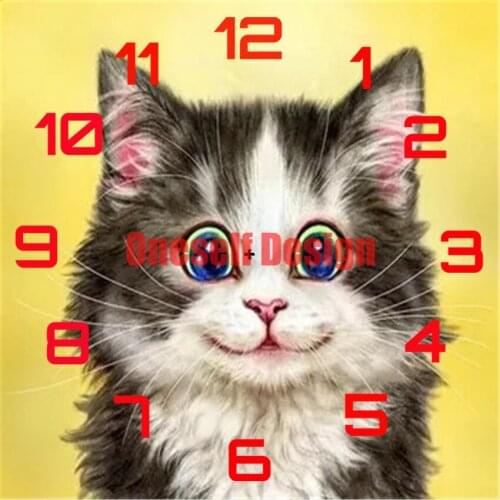 3d diamond painting clock animal cat 5d diamond embroidery clock rhinestone pictures decoration home diamond art kit diy frame