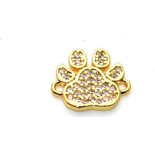 50pcs Gold Palting dog paw prints Shape Connectors Rhinestone Setting Connection For Jewelry Making Findings