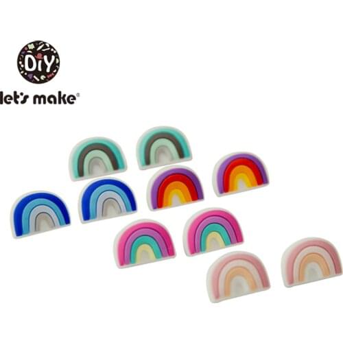LetS Make 50pcs Silicone Rainbow Beads Free Bpa Food Grade Baby DIY Necklace Jewelry Beads Teether Toys Accessory Pendant Beads