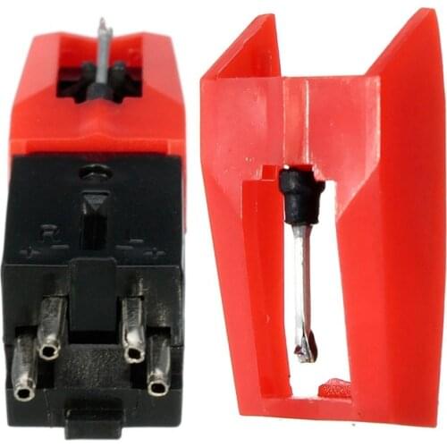 2 Pcs Turntable Diamond Stylus for Phonograph Turntable Vinil Lp Gramophone Record Needles Accessories Stylus & Red & Black and