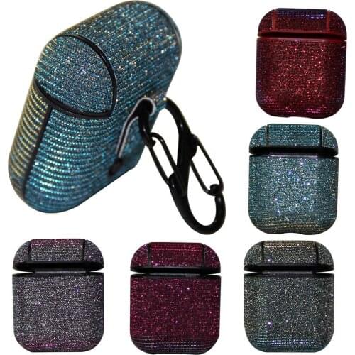 Glitter Earphone Cover for Apple Airpods 1 2 Case Shockproof Wireless Bluetooth Earphone Protective Cover for Airpods with Hook