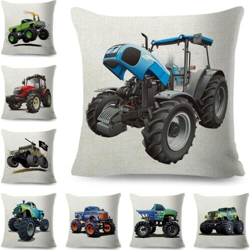 America Monster Truck Pillow Case Decor Cartoon Big SUV Car Cushion Cover for Sofa Home Polyester Pillowcase 45x45cm
