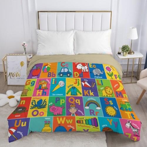 Cartoon Childrens Duvet cover Quilt/Blanket/Comfortable Case Bedding for kids baby boy girls 140x200 for Home Car letter