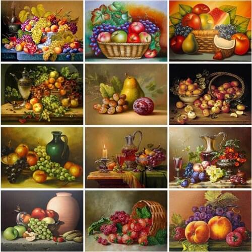 DIY Diamond Painting Fruit Full Square Drill Diamond Embroidery Flowers Picture Diamond Mosaic Kitchen Decor Wall Art Gift