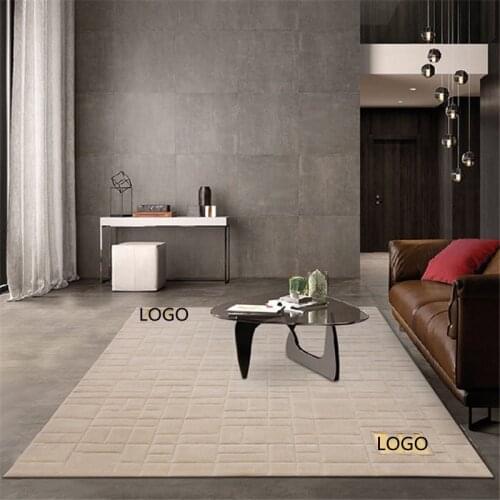 European and American Modern minimalist bedroom living room carpet metal FF brand wool blend handmade carpet. Customizable size