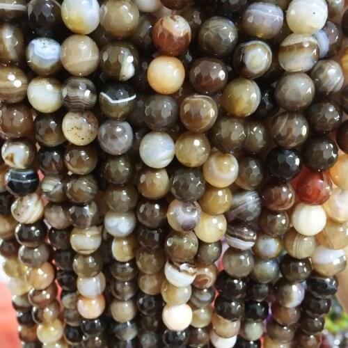 Gray brown fringe carnelian stone agat 6mm 8mm 10mm 12mm high-grade faceted round loose beads diy jewelry making 15inches A14