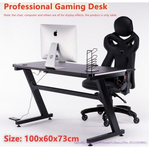 100x60x73cm Gaming Table Black Computer Desk Simple Bedroom Desktop Home Office Small Table Quality Z Game Desk with 2 Line Hole
