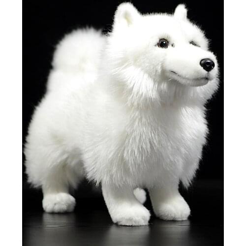 Simulation Dog Doll Cute Samoyed doll Real Life Animal White Dog Stuffed Plush Toy Model For Children Kids Gift Original