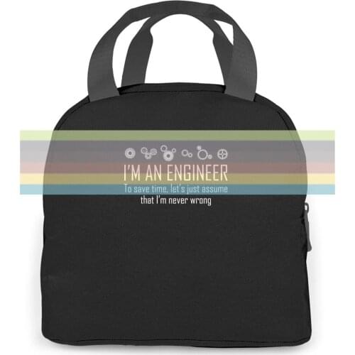 ENGINEER NEVER WRONG nerd geek joke engineering birthday women men Portable insulated lunch bag adult student