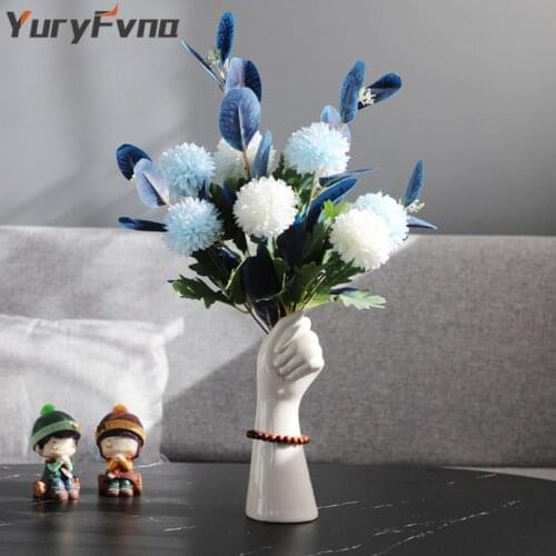 Ceramics Vase Nordic Style Gold Hand Vase Flowers Modern Home Office Decor of Creative Floral Composition living room Ornament