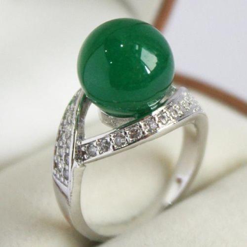 NEW plated 12mm Green jade Ring AAA size 7 8 9