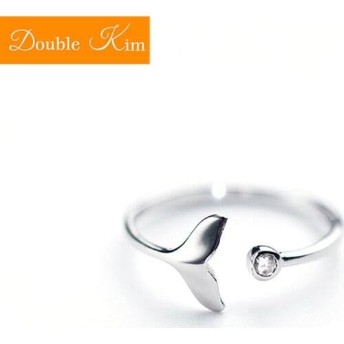 Whale Tail 925 Sterling Adjustable Rings Material Inlaid Zircon Rings Fashion Trendy Women Jewelry Birthday Gift