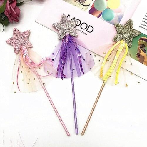 1Pc Children Cute Five Pointed Star Fairy Wand Stick For Girl Party Princess Favors Birthday Gift Wedding Party Decoration