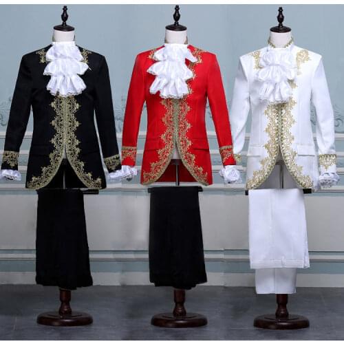 Biamoxer King Prince Renaissance Medieval Men Cosplay Costume Coat+Pants Full Set