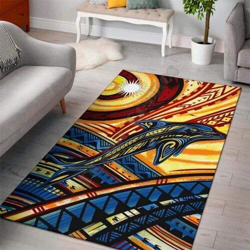 Marshall Island Area Rug Dolphin Surfing Anti-slip Rug Carpet Home Decoration Living Flannel Bedroom Non-slip Floor Rug