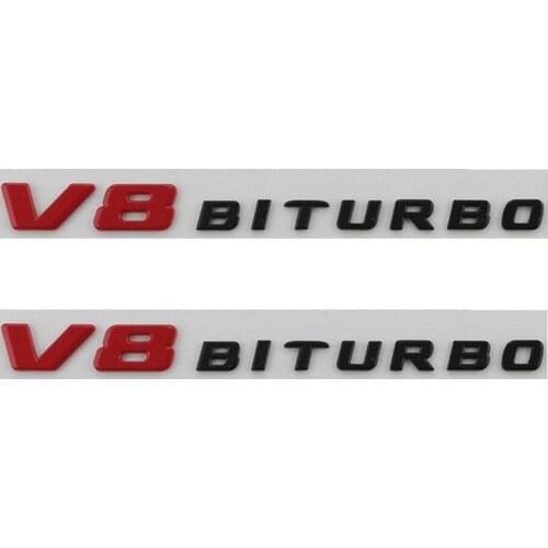 Red Gloss Black FOR V8 BITURBO Letters Fender Emblems Badges for Mercedes