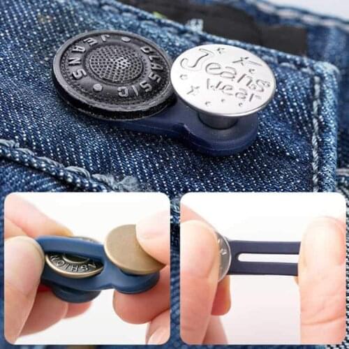 2Pcs Free Sewing Buttons Adjustable Disassembly Retractable Jeans Waist Button Metal Extended Buckles Pants Waistband Expander