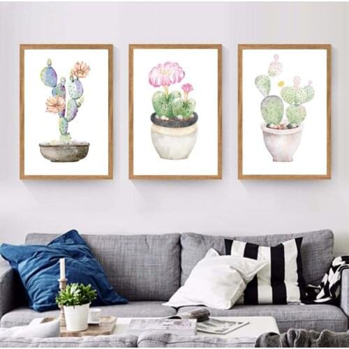 Wall Art Succulent Plants Cactus Flower Poster Print Landscape Art Canvas Painting Picture For Modern Living Room Home Decor