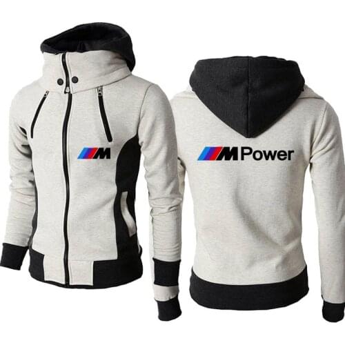2021 Autumn Winter New Mens Jacket BMW M sports car Slim Fit Hooded Zip up Jackets Male Solid Color Cotton Warm Hoodies Coat