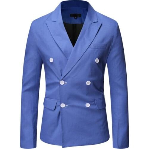 2021 Spring and autumn new best-selling mens solid color casual double-breasted gun collar suit coat