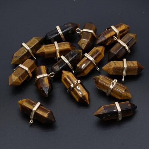 Natural semi-precious stones tiger eye stone pendant two pointed pendant for jewelry making DIY necklace bracelet accessories
