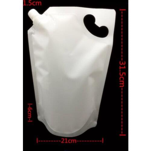 21*31.5cm 2000ml 15Pcs/ Lot White Plastic Doypack Spout Pouch Milk Liquid Stand Up Spout PE Poly Storage Bag Jelly Wine Pocket