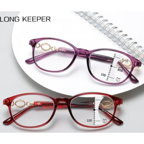 LongKeeper Progressive Multifocal Reading Glasses Women Men Anti-Blue Light Eyeglasses Unisex Presbyopic Glasses With +1.0to+4.0