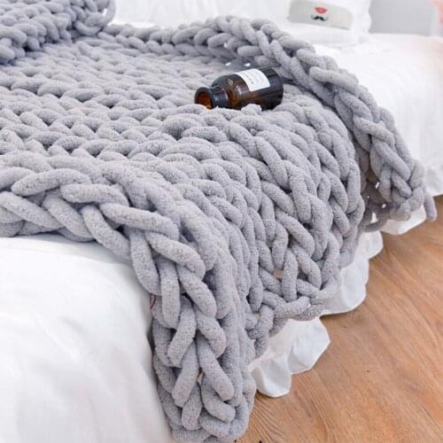 Chenille Chunky Knitted Blanket Weaving Blanket Mat Throw Chair Decor Warm Yarn Knitted Blanket Home Decor for Throw Blanket