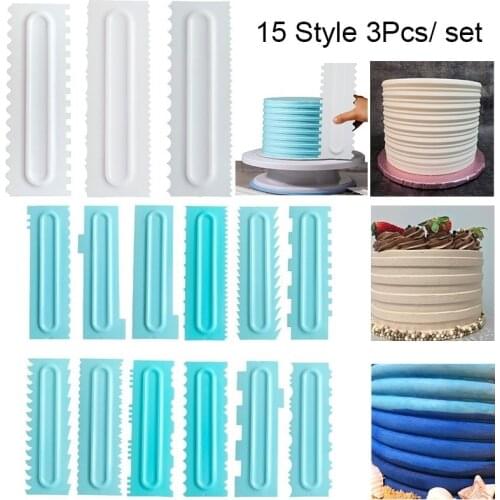 3PC/SET Cream Scraper Irregular Teeth Edge DIY Scraper Cake Scraper Fondant Cake Slicer Pastry Cutters Tools DIY Decorating