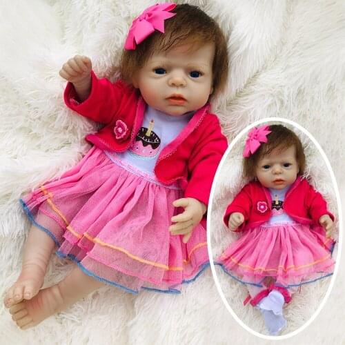 Sudoll 22" Reborn Baby Doll Full Body Vinyl Silicone Newborn Girl Bath Waterproof Anatomically Correct Xmas Toys Gift