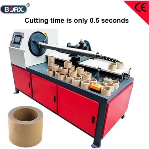 Thick tube paper rolls coild film cut machine Spindle round knife middle cut equipment adhesive stick roll cutter