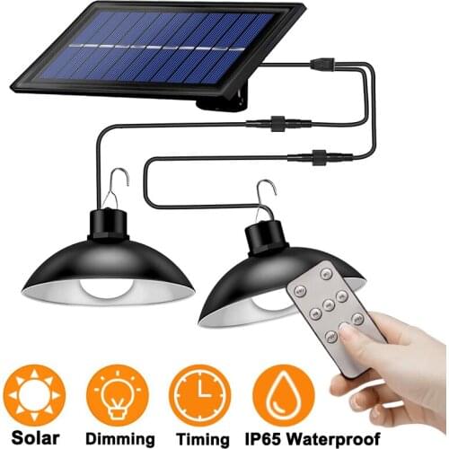 Outdoor Solar LED Pendant Lights 60LED Waterproof Garden Wall Lamp With Remote Controller Chandelier For Yard Patio Street