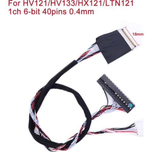 Universal LED LVDS Cable 1 Ch 6 bit 40pin 0.4mm pin pitch LVDS cable 300mm I-PEX20347 for 12.1 13.3 HV121/HV133/HX121/LTN121 LED