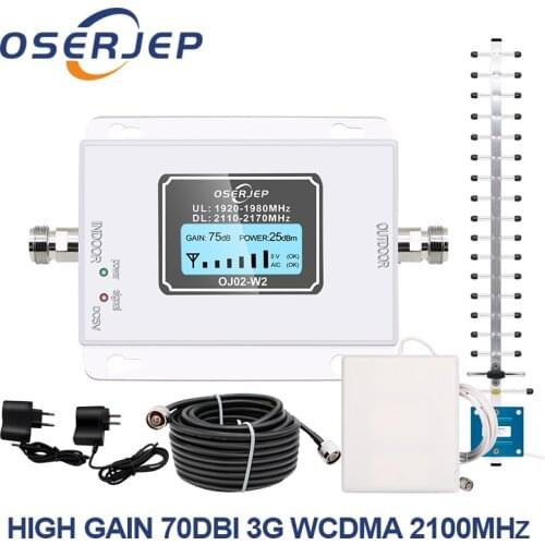 LCD display 3G mobile 2100mhz WCDMA Repeater 3g cellular signal amplifier Amplifier+ mobile external antenna