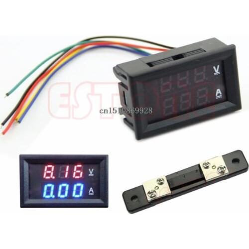 Volt Meter Dual LED Digital Voltmeter Ammeter Amp Volt Meter + Current Shunt DC 100V 50A