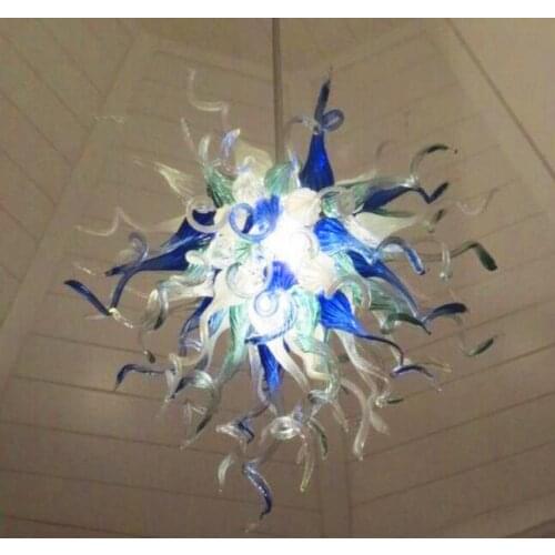 High Ceiling Hand Made Glass Chandelier Lighting for New House Art Decoration Cobalt Blue White Green Color Cheap Chandelier