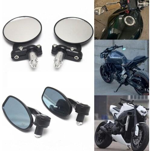 Motorcycle Universal Rear View 3" Handle Bar End 7/8" Mirrors for Kawasaki Yamaha Honda Suzuki Motorcycle Chopper