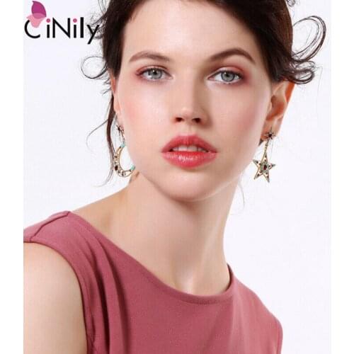 CiNily Vintage Moon Star Enamel Gold Earrings For Women Wedding Party Jewelry Dangler Earrings Gift FH8951