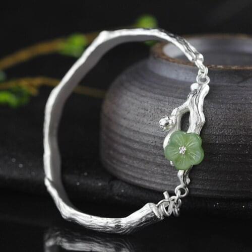 2018 Direct Selling Rushed Women Bangle Original Design Fine 999 Sterling Jewelry Handmade Fashion Lady Hetian Flower Bracelet