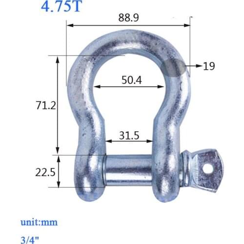 1 pcs of winch industrial power machinery railway mining construction bow anchor bow shackle ton alloy steel galvanized