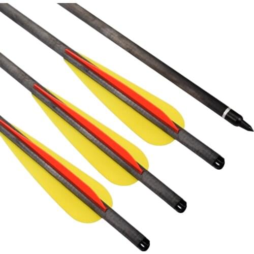 12pcs Archery Crossbow Bolts Hybrid Carbon Arrows Black Half Moon Nock for Archery Outddor Hunting Shooting