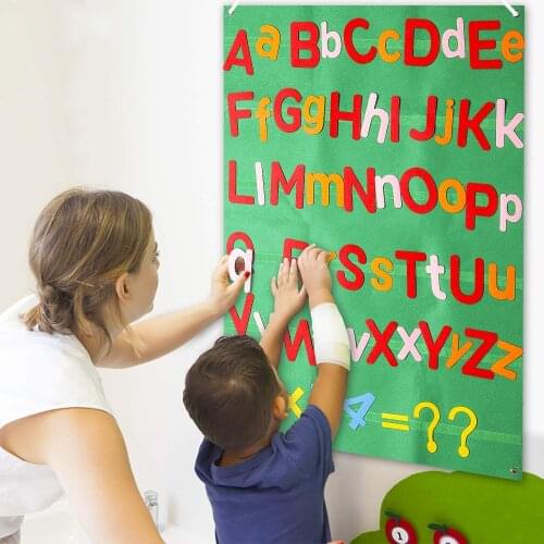 122PcsReusable Alphabet Felt Flannel Board Kits for Kids Letter Number Math Symbol Giant Wall Hanging Preschool Educational Toys