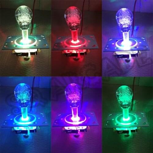2PCS/lot Colorful LED Glitter Lighted Highly sensitive crane Joystick Arcade Stick Beautiful 7 color flashing joystick