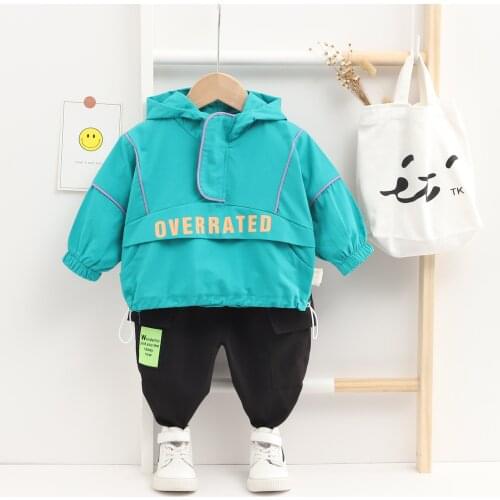 2021 Spring Autumn Boy Clothes For Toddler Kids Girl Fashion Casual Hooded Infant Baby Set Letter Clothing Tracksuit 1-6 Years