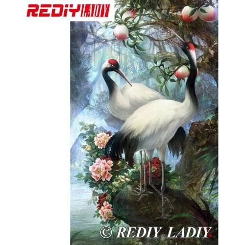 24.5x41cm Accurate Printed Crystal Beaded Embroidery Kits Crane Lovers Beadwork Crafts Needlework DIY Beaded Cross Stitch APT630