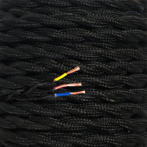 3*0.75mm² 3 Cores Vintage Lamp Cord Textile Twisted Braid Wire Retro Edison Pendant Lamp Cord Fabric Electrical Cable 100 meter