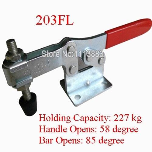 3PCS Long U Bar Flanged Base Horizontal Toggle Clamp 203FL Holding Capacity 227KG 500LBS