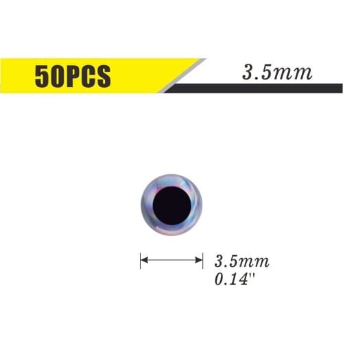 50pcs Size 3.5mm Sliver Molded 3D Fishing Lure Eyes for Unpainted Crankbaits Lure Bodies