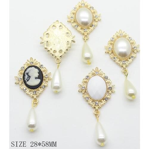 New Hot Price Metal Alloy Brooches Pendant Button 5Pcs/Lot 28*58mm Sewing Wedding Decor Buttons Jewelry Accessories Mix