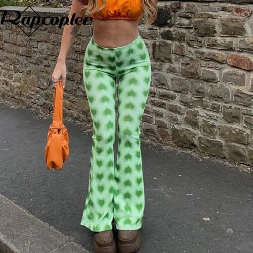 Rapcopter Heart Green Sweatpants y2k Aesthetic Cargo Pants Vintage Harajuku Fashion Joggers Women 2021 Clothes Party Pants 90s